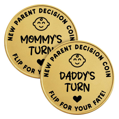New Baby Gift Decision Coin – Personalized Decision Maker Coin for New Parents with “Mommy vs Daddy” Flip – Custom Pregnancy Announcement Token for Baby Shower, Mother’s Day & Father’s Day