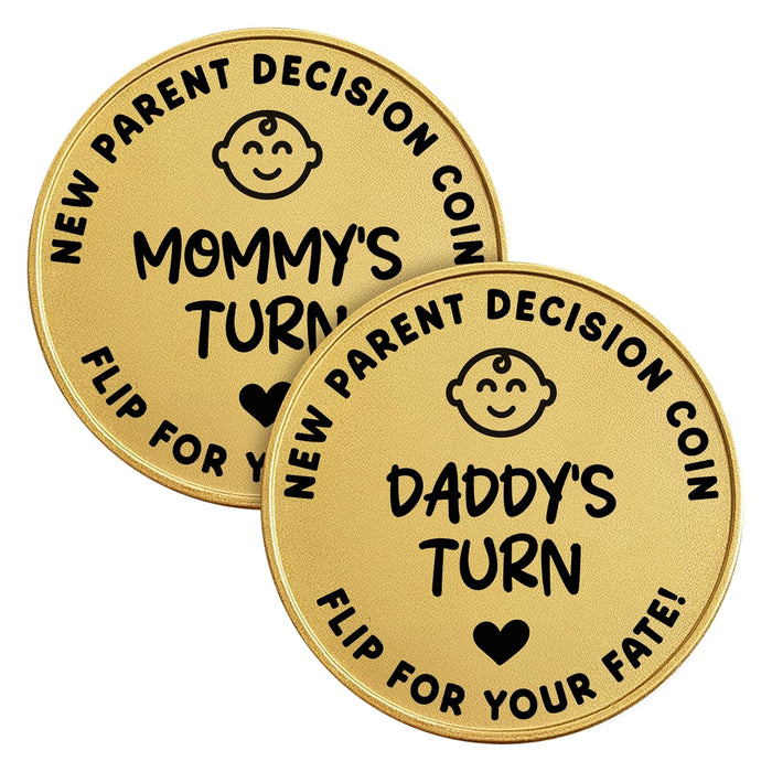 New Baby Gift Decision Coin – Personalized Decision Maker Coin for New Parents with “Mommy vs Daddy” Flip – Custom Pregnancy Announcement Token for Baby Shower, Mother’s Day & Father’s Day