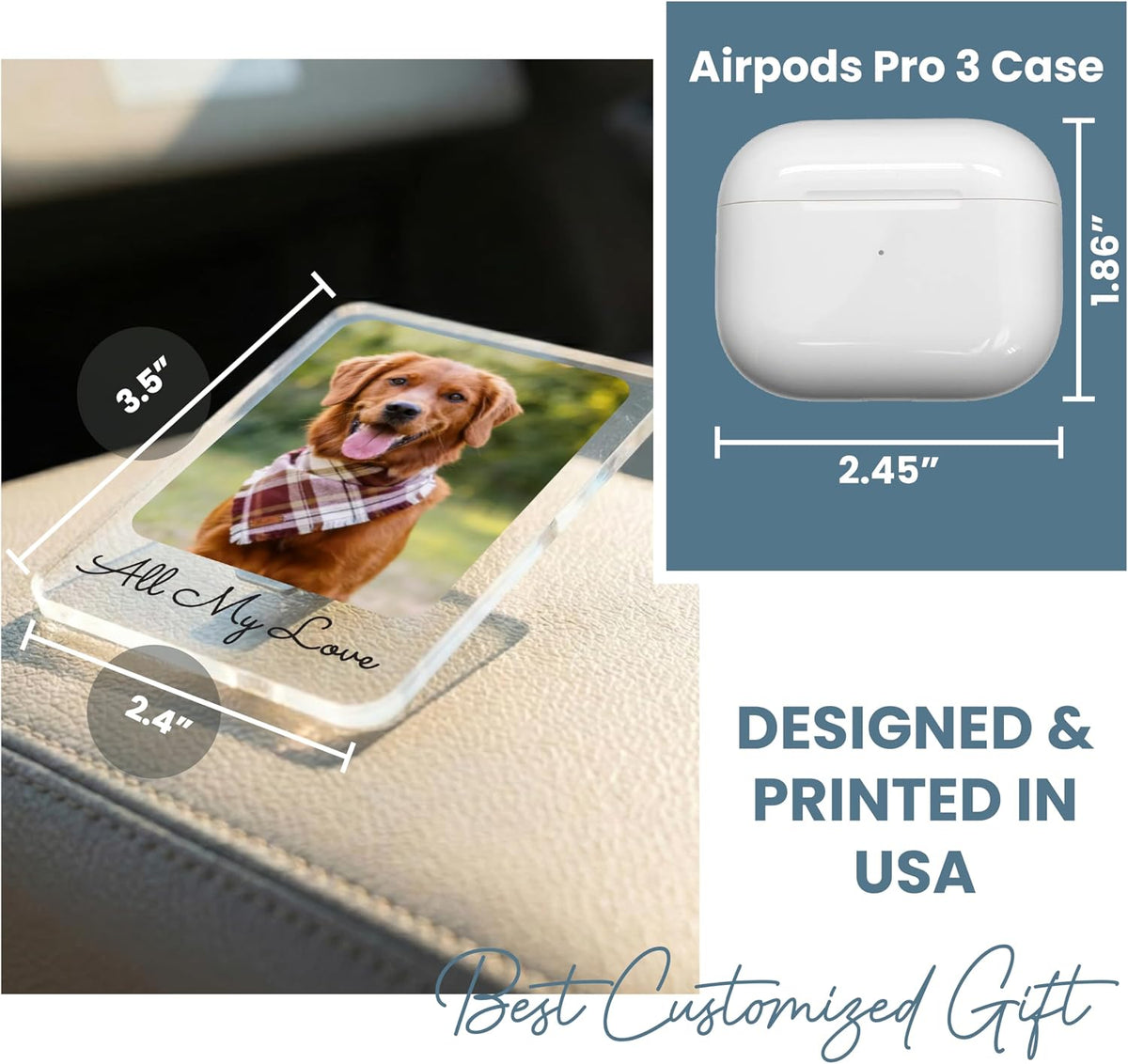 Personalized Car Visor Photo Clip – Custom Acrylic Picture Holder with Text, Gift for Dad, Mom, Husband, Wife, or Girlfriend