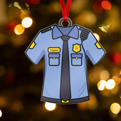 Personalized Police Officer Ornament with Name – Custom Tactical or Classic Uniform Christmas Tree Decoration – Acrylic Keepsake for Cop, Law Enforcement, Sheriff, Deputy, Sergeant
