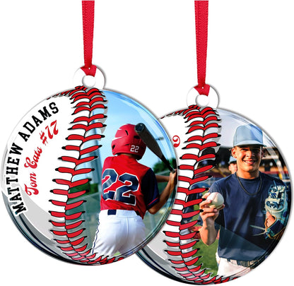 Personalized Baseball Christmas Ornament – Custom Photo & Name Sports Ornament for Kids, Players, Fans – Unique Xmas Tree Decoration & Gift Idea for Baseball Lovers, Boys, Girls, Teams & Coaches