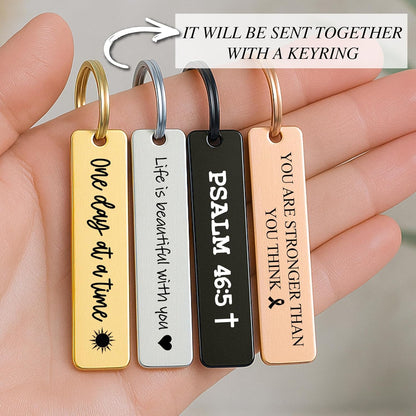 Personalized Printed Stainless Steel Keychain Gift for Him Her – Custom Name Text Quote with Icon – Drive Safe I Love You Message – Unique Christmas Graduation Birthday Keepsake