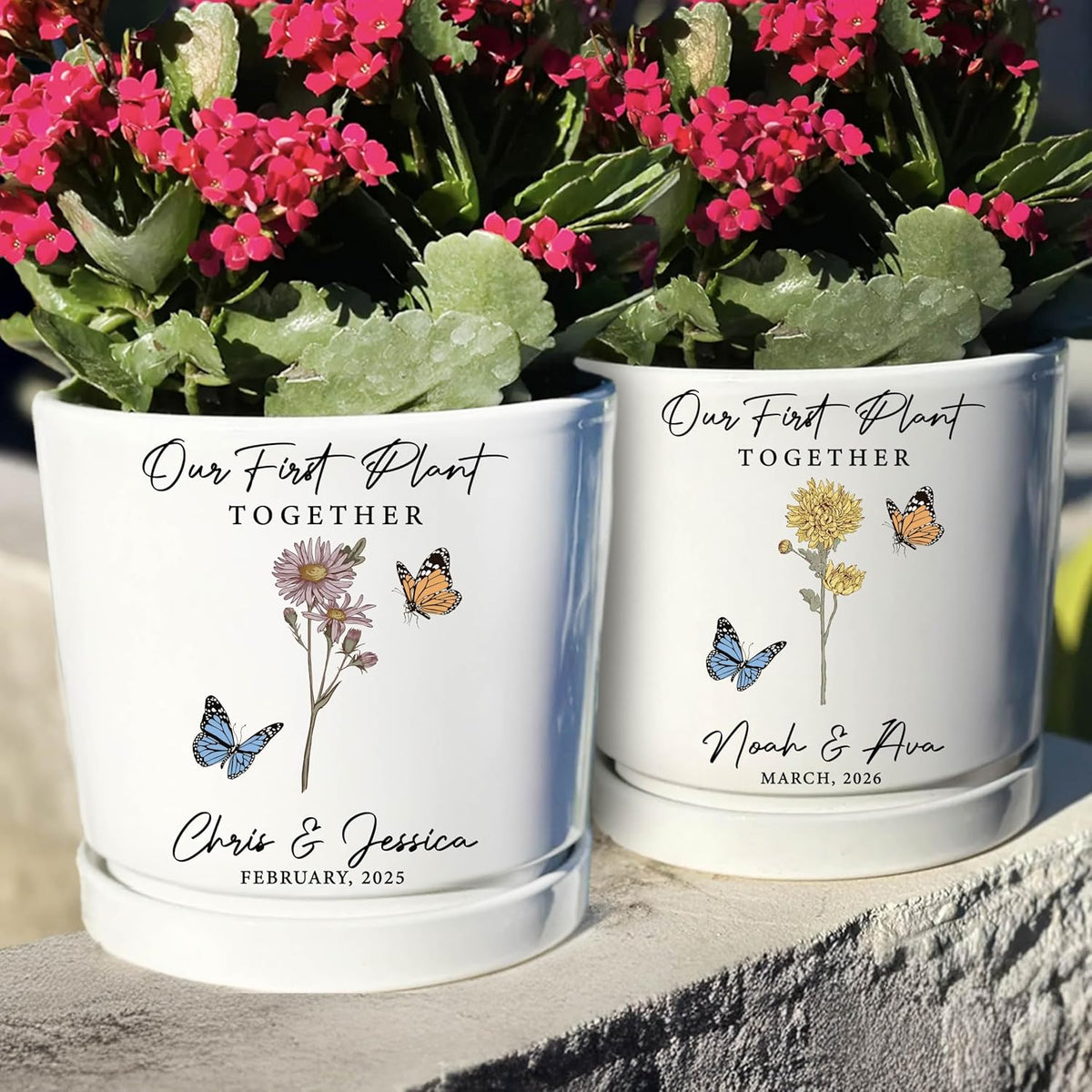Personalized Grandma Gift - Custom Flower Pot with Names - Ceramic Planter Gift for Mom, Grandma's Garden for Grandma