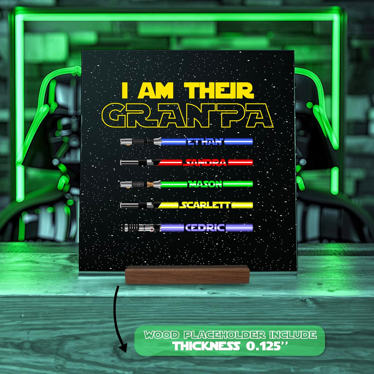 Personalized I Am Their Father Lightsaber Sign with Names, Custom Dad Gift