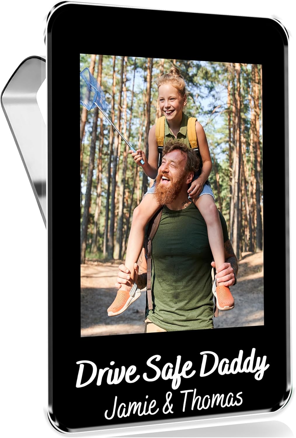 Personalized Cowboy Horseshoe Car Visor Clip – Custom Photo & Message Gift for Dad – Drive Safe Daddy – Cute Father’s Day Car Accessory from Kids – Best Dad Ever