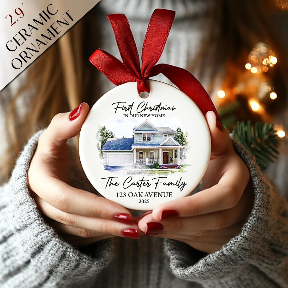 Personalized New Home Christmas Ornament with Photo, Custom Couple Keepsake