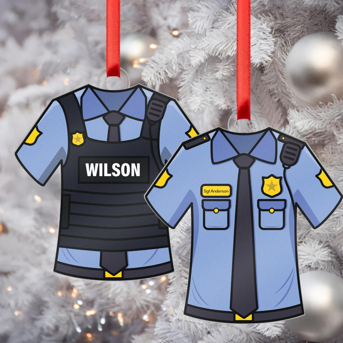 Personalized Police Officer Ornament with Name – Custom Tactical or Classic Uniform Christmas Tree Decoration – Acrylic Keepsake for Cop, Law Enforcement, Sheriff, Deputy, Sergeant