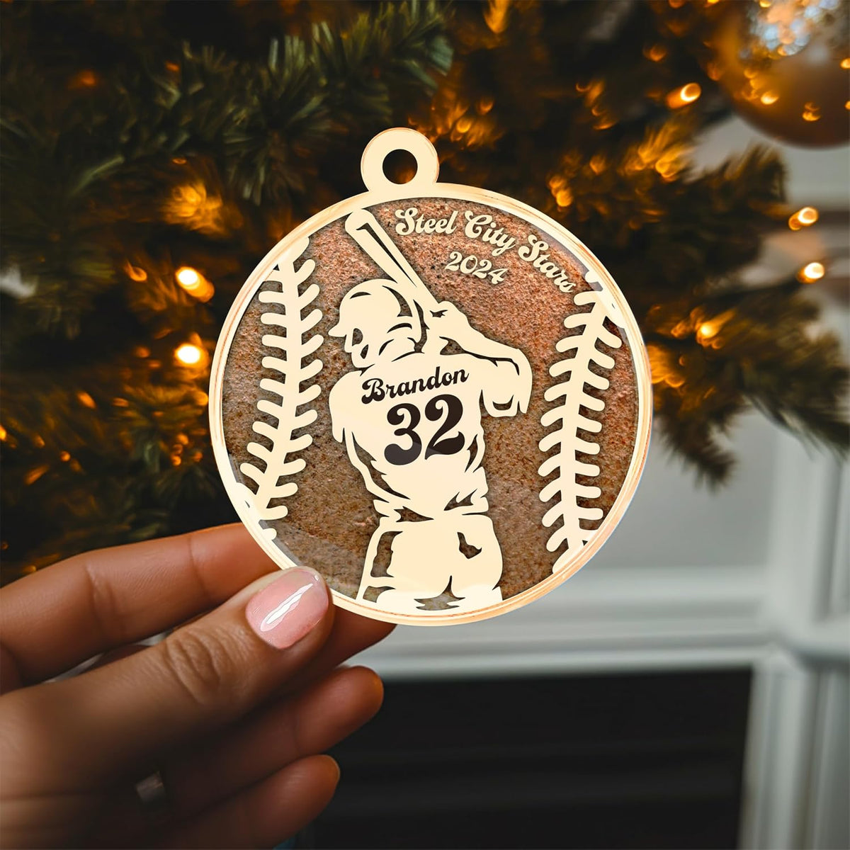 Personalized Sports Christmas Ornament with Name, Custom Holiday Keepsake