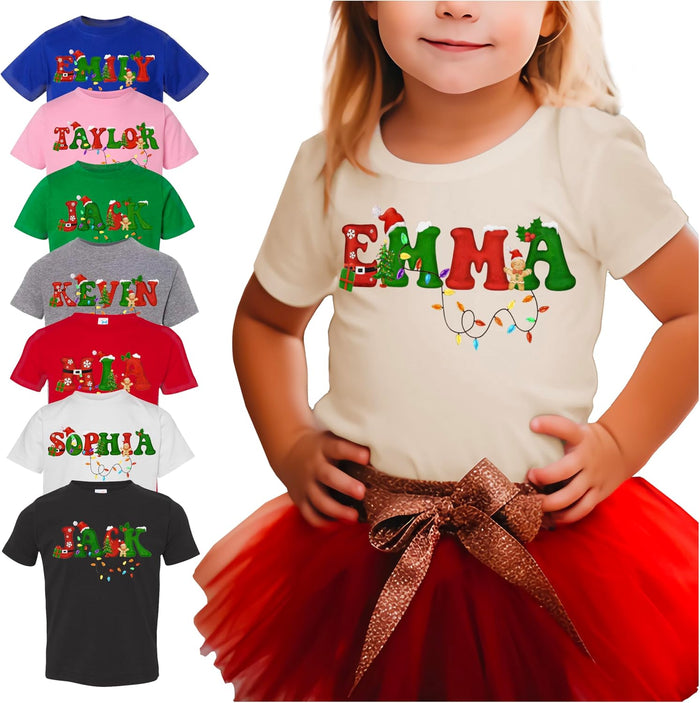 Personalized Christmas Unisex Toddler T-Shirt for Boy & Girl, Customized Santa Tee, Custom Holiday Xmas Unisex Outfit Shirts