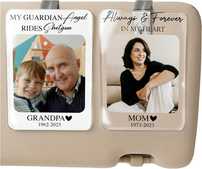 Personalized Car Visor Photo Clip – Custom Acrylic Picture Holder with Text, Gift for Dad, Mom, Husband, Wife, or Girlfriend