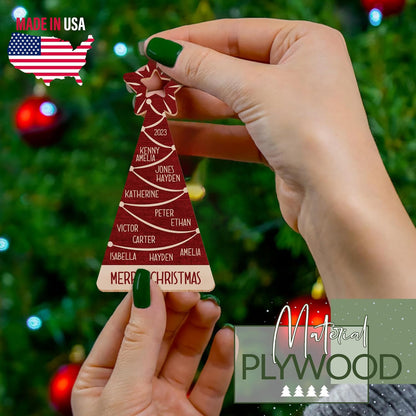 Personalized Christmas Tree Star Ornament with Family Names Gift, 2023 Custom Xmas Tree Decor, Gifts for Grandparents