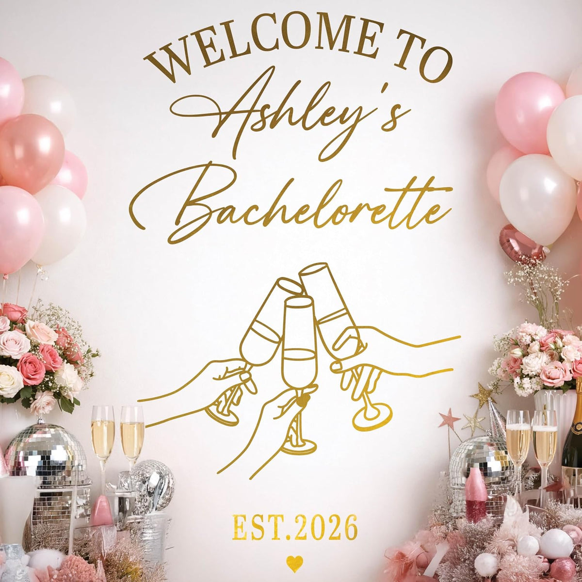 Personalized Welcome to Our Wedding Mirror Sign Decal DIY - Customized Bride and Groom Names - Lettering Elegant Happily Ever After Party Vinyl Sticker Wall Reception Decor
