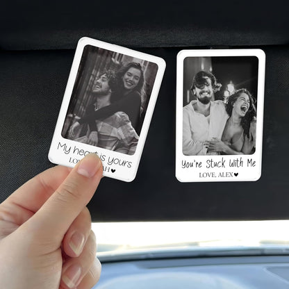 Personalized Car Visor Photo Clip – Custom Acrylic Picture Holder with Text, Gift for Dad, Mom, Husband, Wife, or Girlfriend