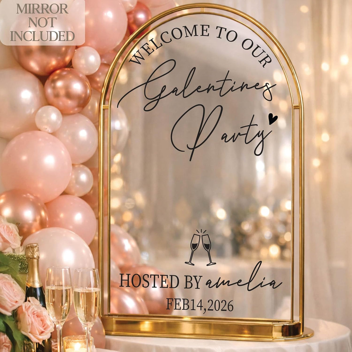 Personalized Welcome to Our Wedding Mirror Sign Decal DIY - Customized Bride and Groom Names - Lettering Elegant Happily Ever After Party Vinyl Sticker Wall Reception Decor