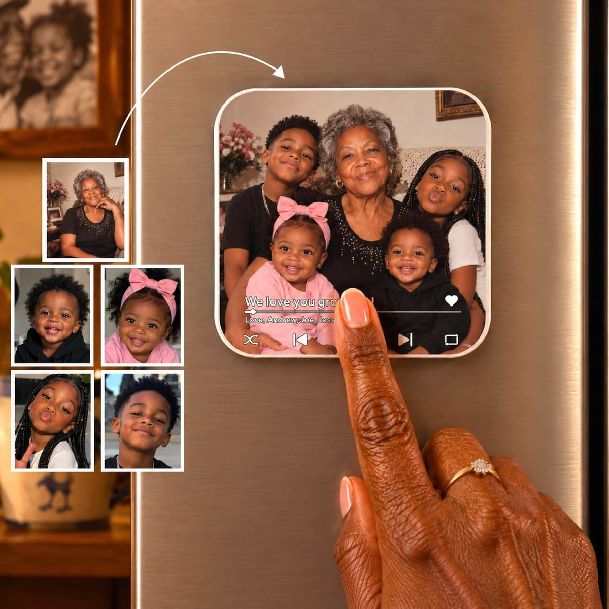 Custom Baby Heartbeat Music Fridge Magnet with Ultrasound Photo and Name