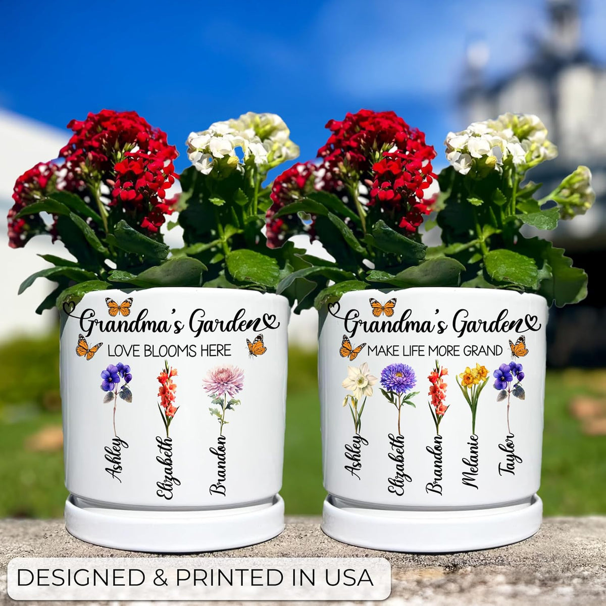 Gift for Grandma – Personalized Flower Pot with Grandkids’ Names – Custom Ceramic Planter for Nana, Mom or Grandma’s Garden – Holiday Christmas Home Décor Keepsake for Mantel, Mother’s Day
