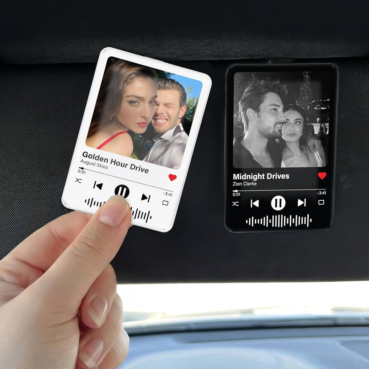Personalized Car Visor Photo Clip – Custom Acrylic Picture Holder with Text, Gift for Dad, Mom, Husband, Wife, or Girlfriend