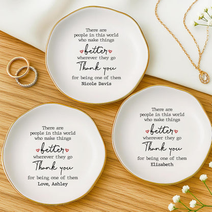 Personalized Thank You Jewelry Tray with Custom Name - Ceramic Jewelry Trinket Plate with Heartwarming Message - Appreciation Gift for Women, Nurse, Teacher, Mom, Best Friend, Birthday, Christmas