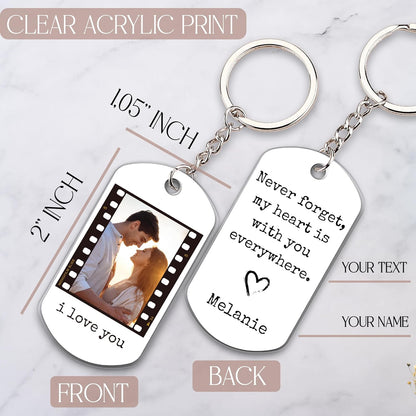 Personalized Acrylic Photo Keychain with Text, Custom Gift for Him and Her