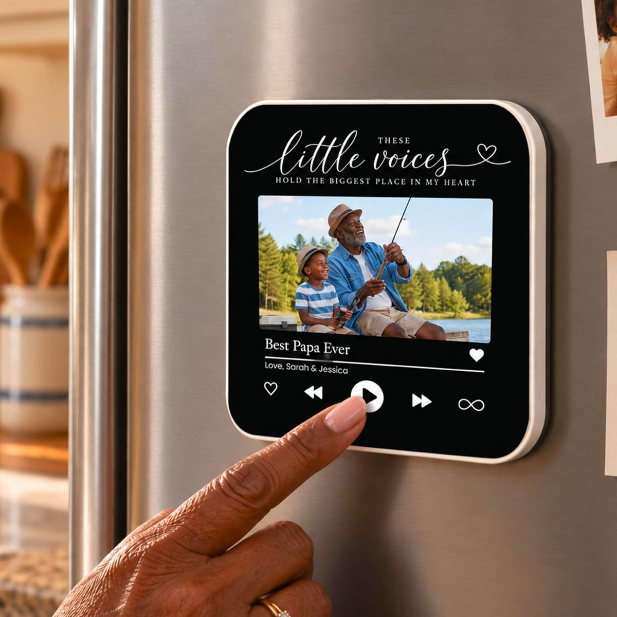 Custom Baby Heartbeat Music Fridge Magnet with Ultrasound Photo and Name