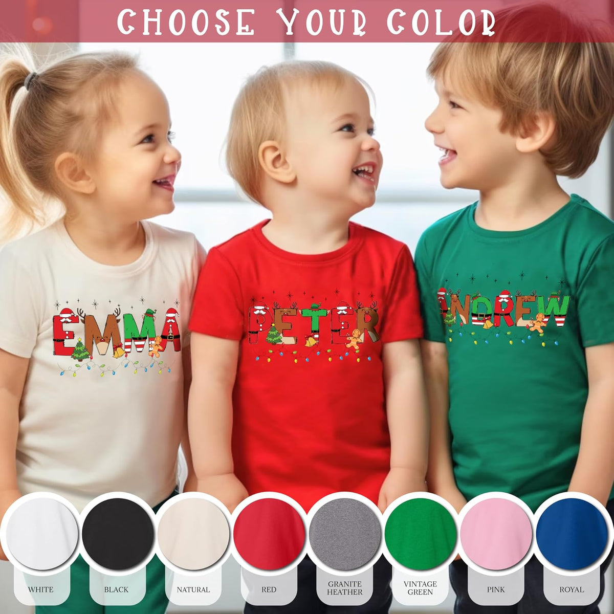 Personalized Christmas Toddler T-Shirt, Custom Xmas Holiday Outfit White