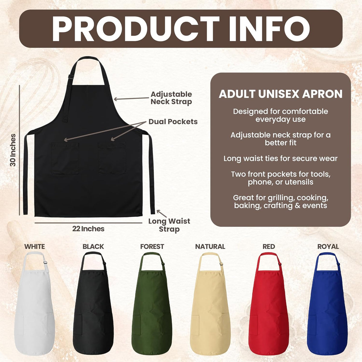 Zexpa Apparel Personalized Bakery Apron for Women with Custom Name and Logo Design, Adjustable Baking Apron