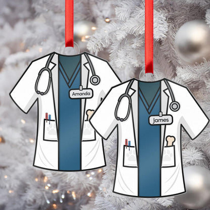 Personalized Veterinarian Uniform Ornament – Custom Acrylic Christmas Keepsake with Name on Vet Scrubs Design – Animal Doctor Ornament Gift for Pet Lovers, Family, Veterinary Students, Tree Decoration