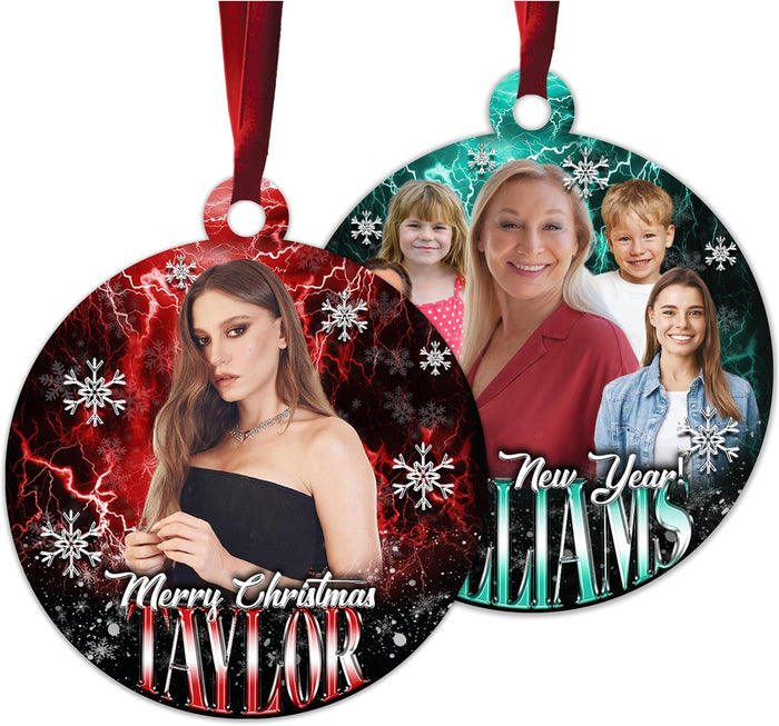 Personalized Christmas Ornaments with Photo - Custom 2026 Ceramic Xmas Tree Decor with Picture & Text - Unique for Kids, Mom, Dad & Friends