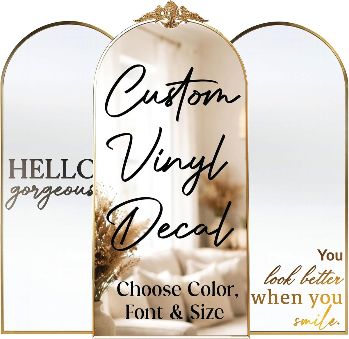 Personalized Welcome to Our Wedding Mirror Sign Decal DIY - Customized Bride and Groom Names - Lettering Elegant Happily Ever After Party Vinyl Sticker Wall Reception Decor
