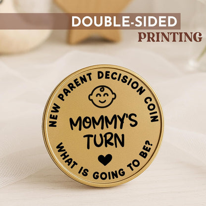 New Baby Gift Decision Coin – Personalized Decision Maker Coin for New Parents with “Mommy vs Daddy” Flip – Custom Pregnancy Announcement Token for Baby Shower, Mother’s Day & Father’s Day
