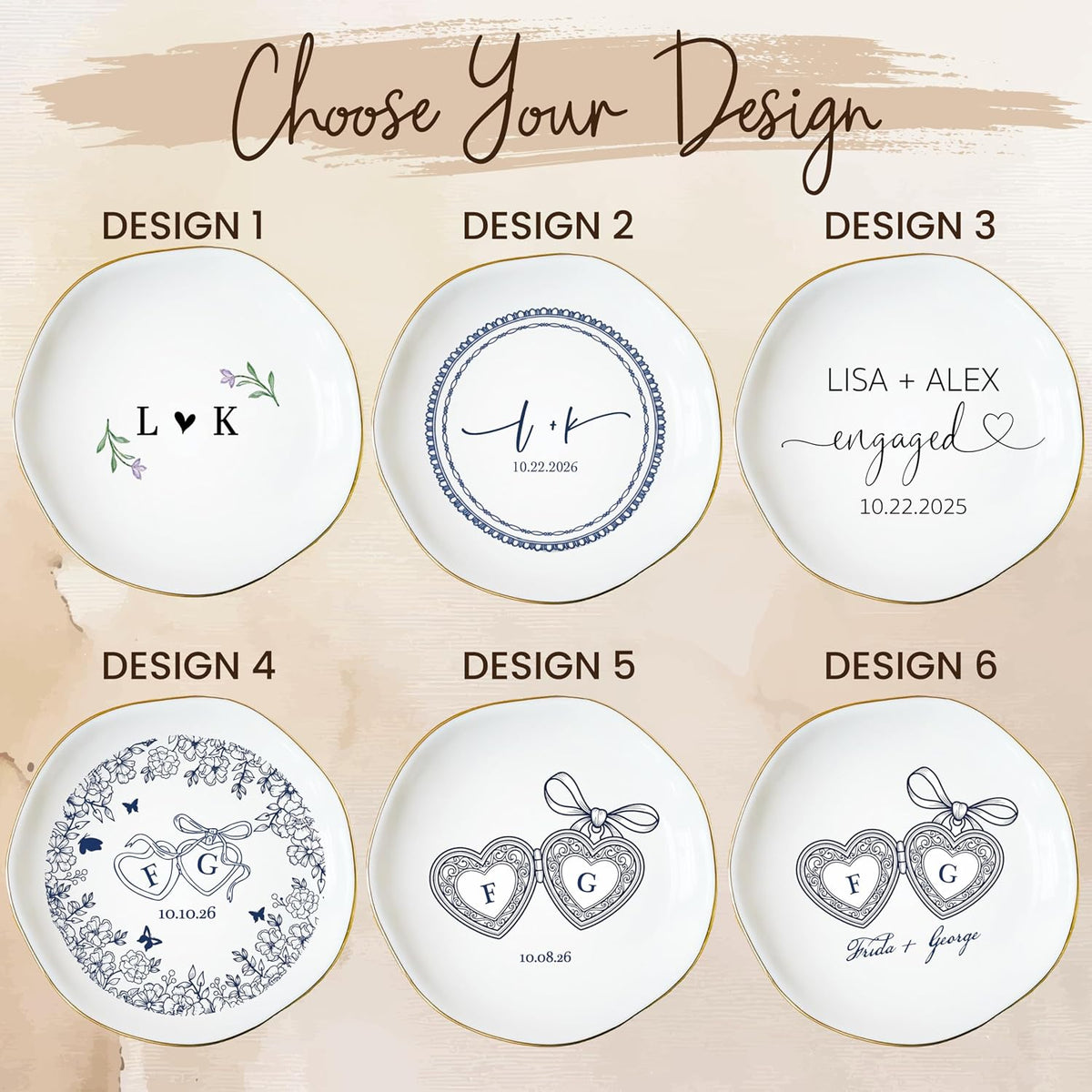 Personalized Ring Dish with Name, Custom Jewelry Tray Gift for Women, Bridesmaids, Mom, Grandma, or Best Friends
