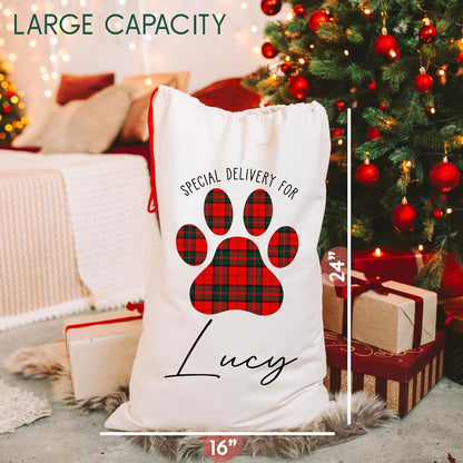 Personalized Christmas Santa Sack for Dogs and Cats, Custom Xmas Gift Pouch