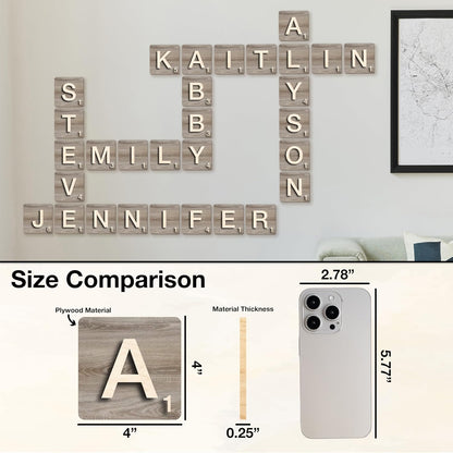 Personalized Wood Wall Tiles with Name, Custom Family Home Decor