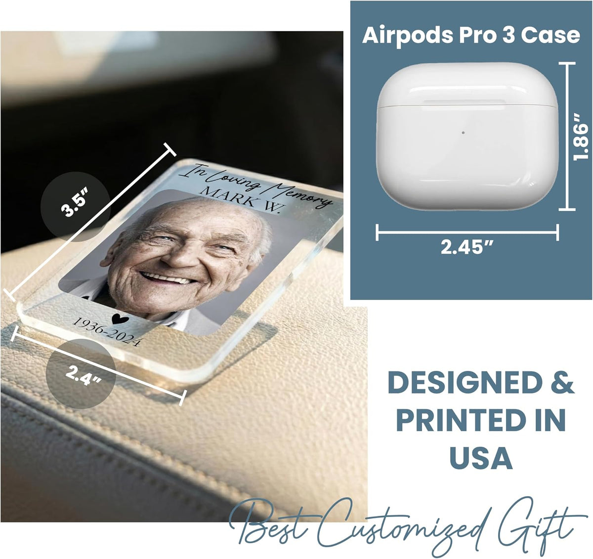 Personalized Car Visor Photo Clip – Custom Acrylic Picture Holder with Text, Gift for Dad, Mom, Husband, Wife, or Girlfriend