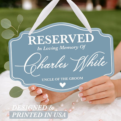 Personalized In Loving Memory Wedding Sign, Custom Memorial Chair Banner