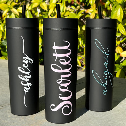 Personalized Skinny Tumbler with Name, Custom 20oz Insulated Cup for Women