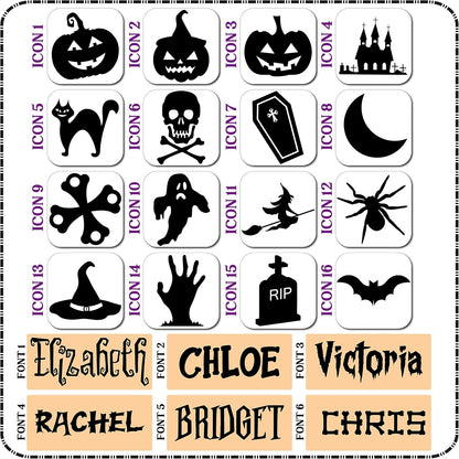 Personalized Name Halloween Canvas Tote Bags - Custom Trick or Treat Bag with - Gift Bag for Halloween Parties & Everyday Use