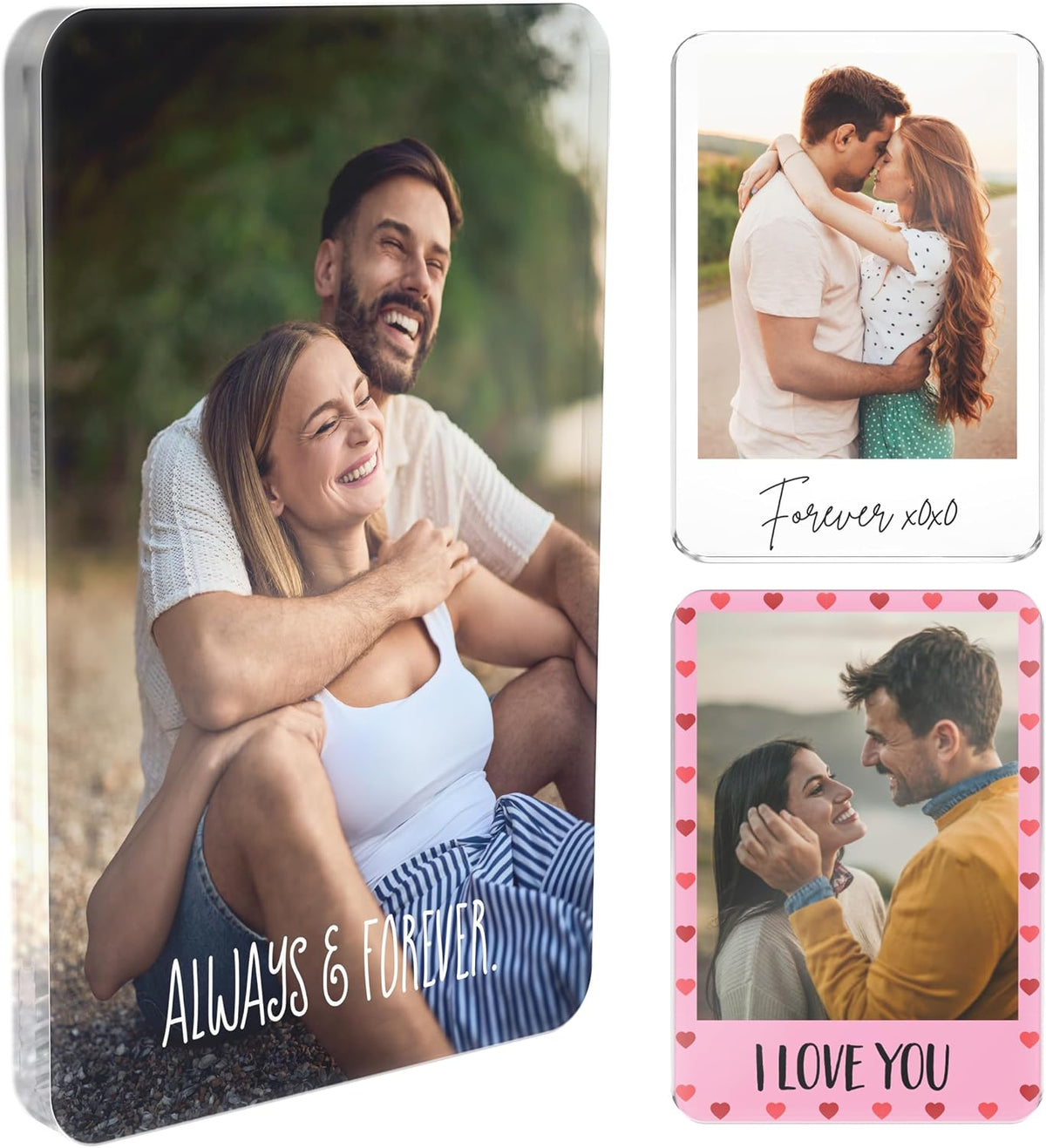 Personalized Valentine's Day Photo Magnet Gift - Custom Acrylic Refrigerator Magnet with Couple Picture & Message - Romantic Keepsake for Him or Her - Love You Forever Memory Display