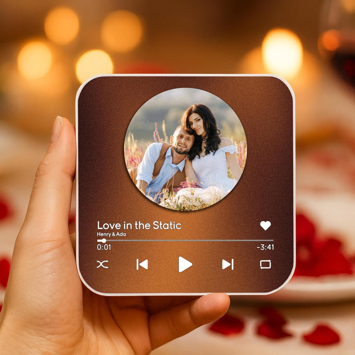 Custom Music Fridge Magnet with Photo - Personalized Picture Song Plaque for Refrigerator - Add Favorite Track & Name - Unique Gift for Christmas, Birthday, Valentine, Anniversary, Couples