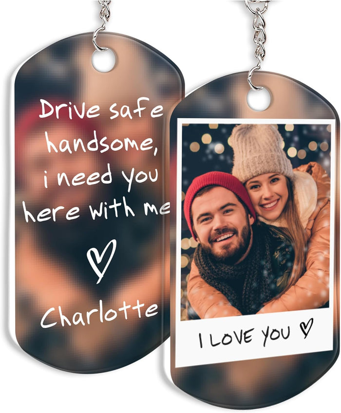 Personalized Acrylic Photo Keychain with Text, Custom Gift for Him and Her