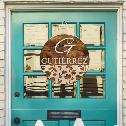 Personalized Round Wood Sign with Family Name, Custom Farmhouse Wall Decor