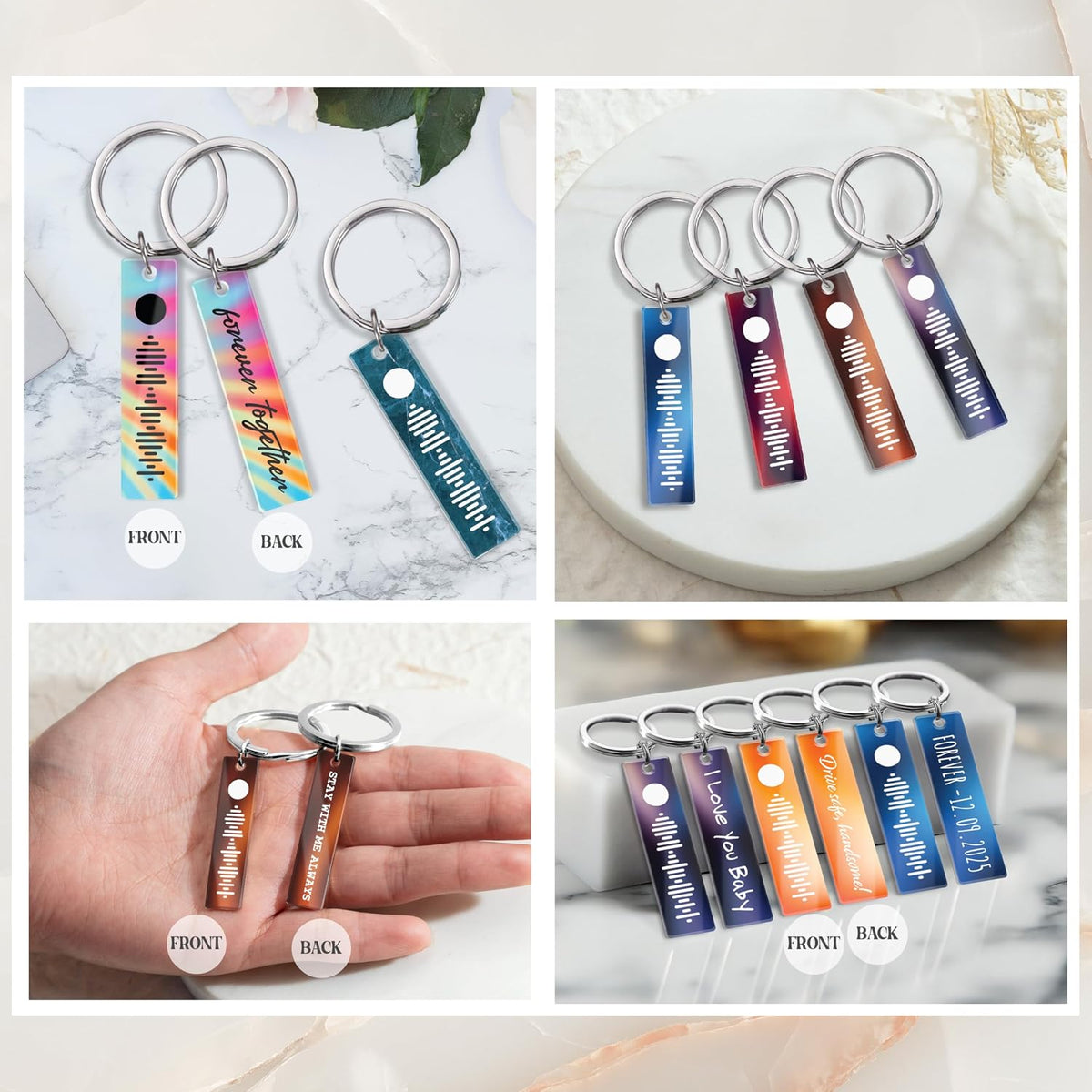 Personalized Scannable Music Keychain with Name, Custom Song Couple Gift