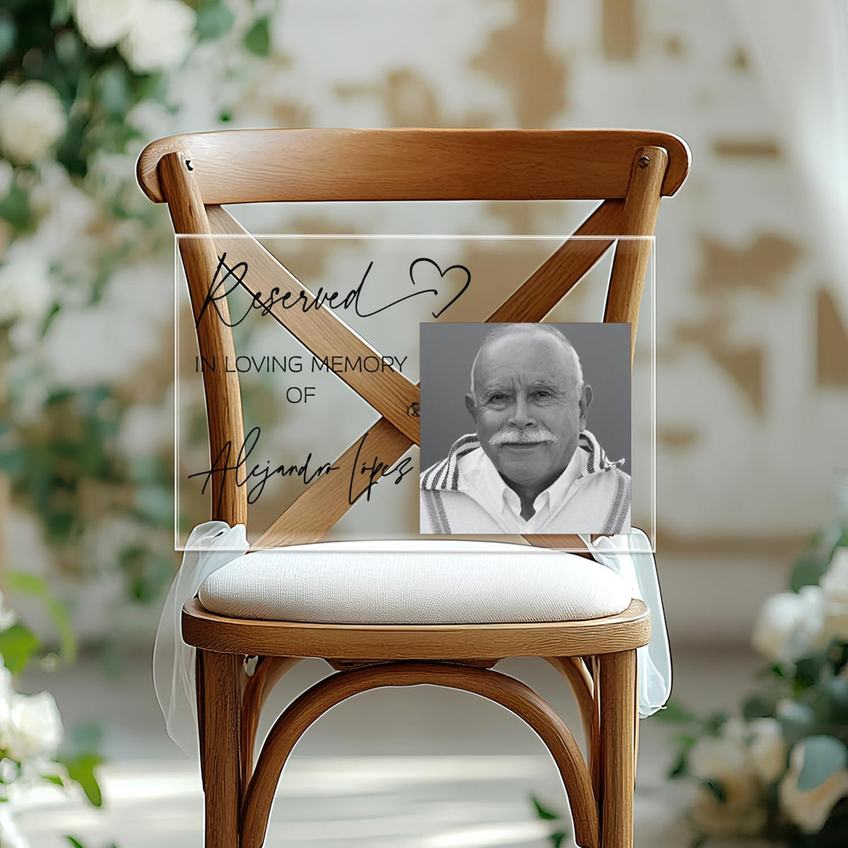 Personalized Photo Memorial Reserved Sign, Custom In Loving Memory Wedding