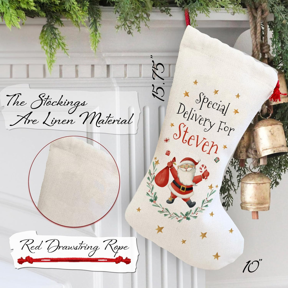 Personalized Christmas Stocking with Name - Custom Stocking - Choose Different Designs - Christmas Decorations Special Delivery for Family & Friends Gift for Girlfriend & Boyfriend