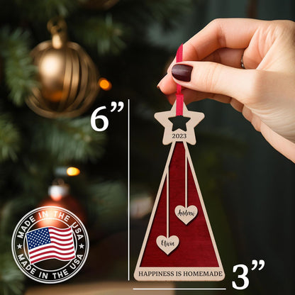 Custom 2025 Christmas Tree Star Wooden Ornament, Personalized Family Names Stocking & Gift Tag, Xmas Decor