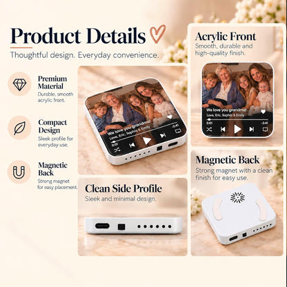Custom Baby Heartbeat Music Fridge Magnet with Ultrasound Photo and Name