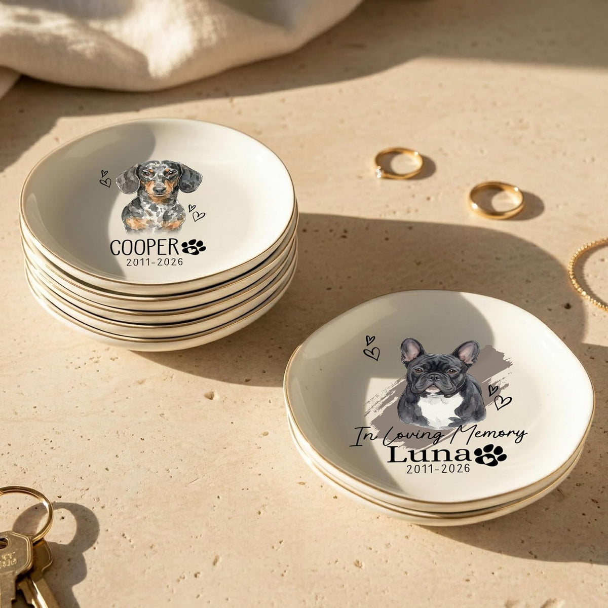 Personalized Ring Dish with Name, Custom Jewelry Tray Gift for Women, Bridesmaids, Mom, Grandma, or Best Friends