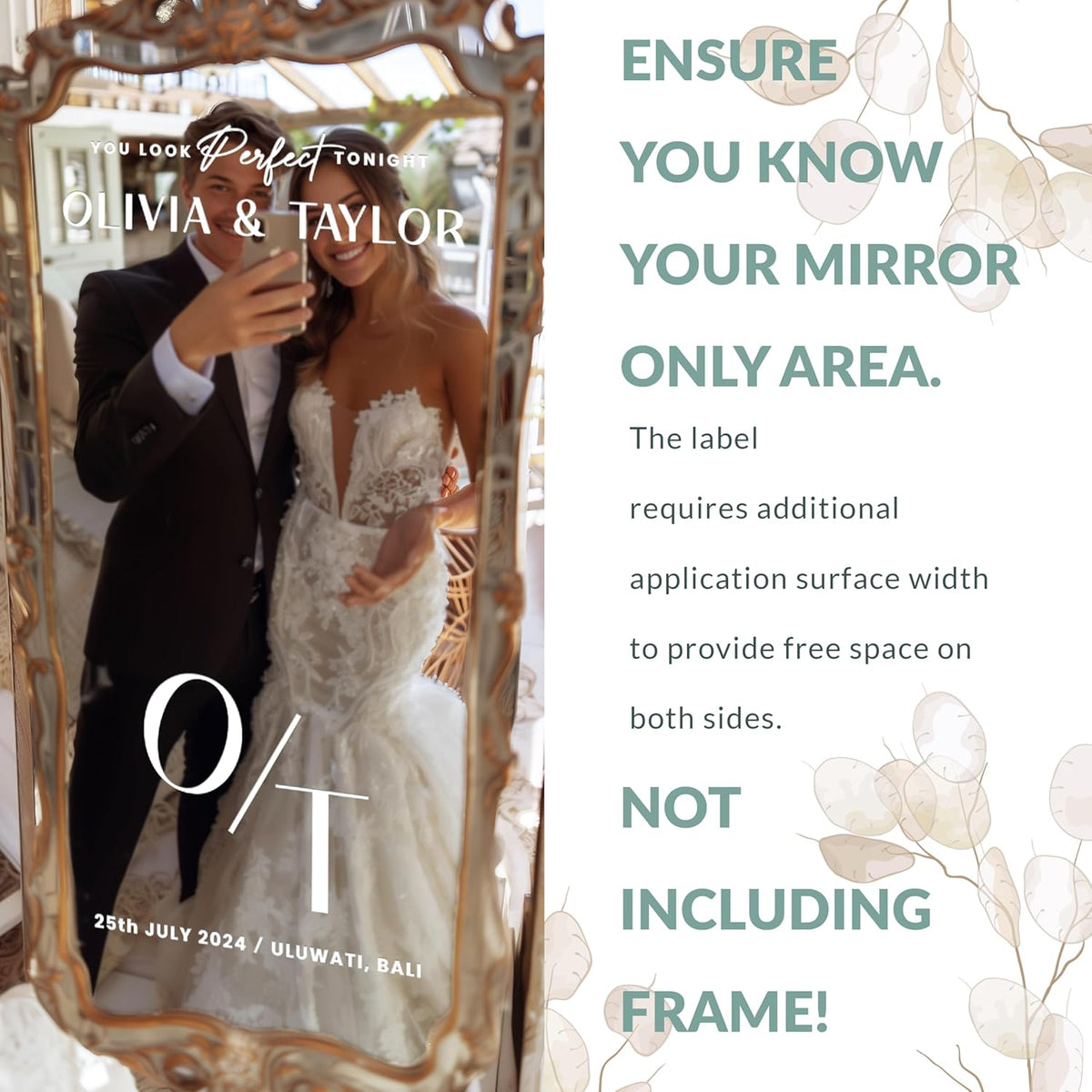 Personalized DIY Wedding Mirror Welcome Sign Decal - Custom Vinyl Sticker with Bride & Groom Names - Elegant Lettering for Bridal Shower, Reception Wall Decor, Event Signage