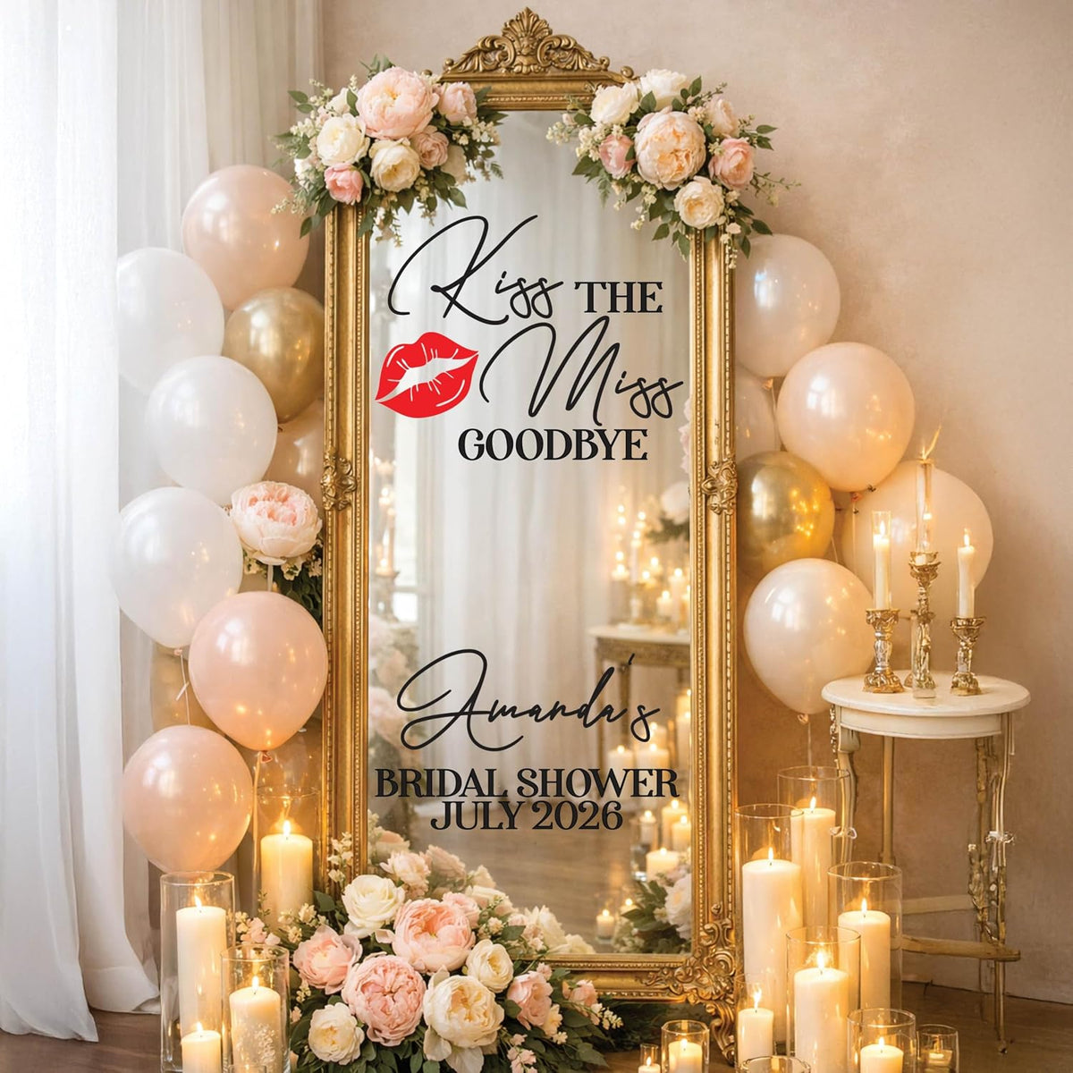 Personalized DIY Wedding Mirror Welcome Sign Decal - Custom Vinyl Sticker with Bride & Groom Names - Elegant Lettering for Bridal Shower, Reception Wall Decor, Event Signage