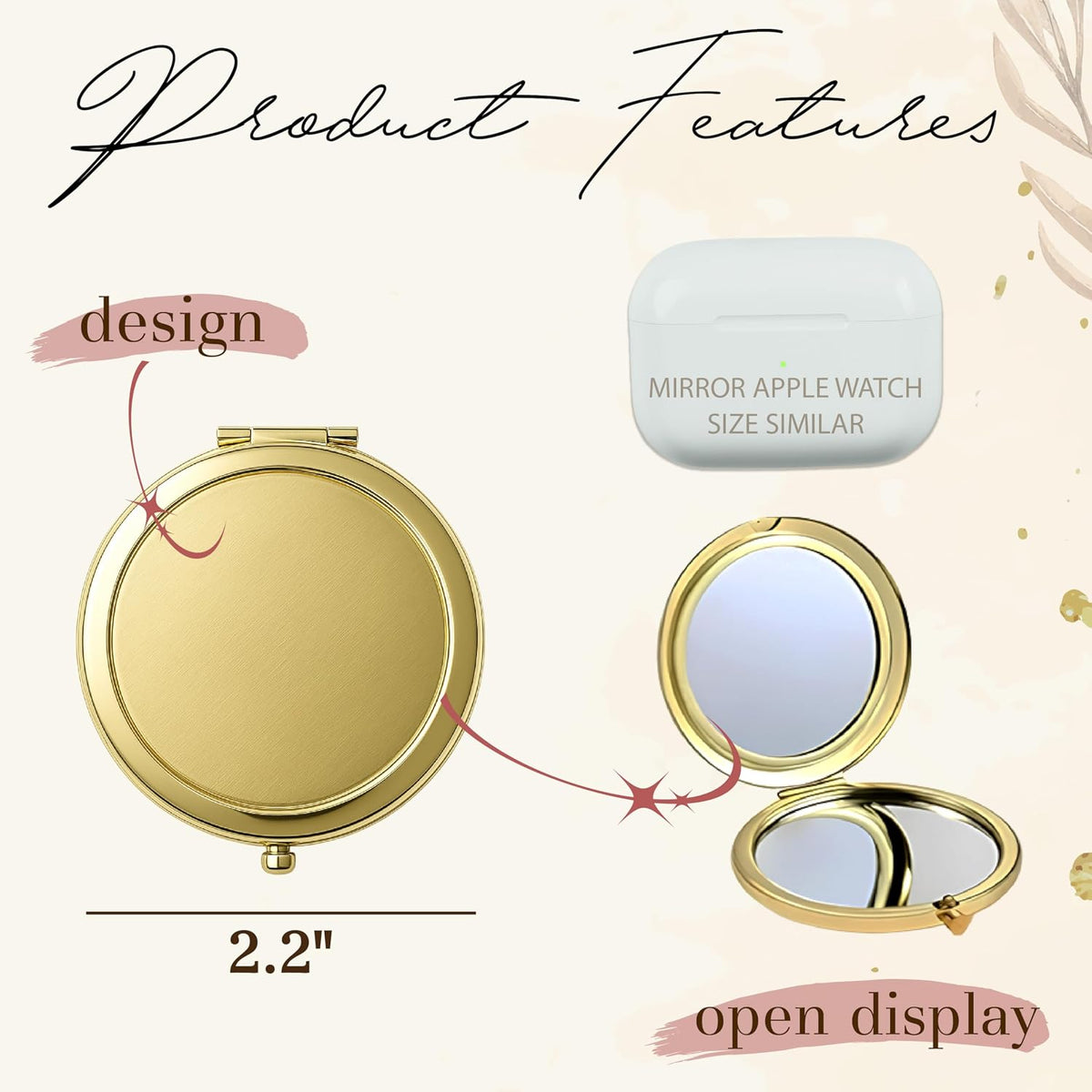 Personalized Compact Mirror Gift for Women – Custom Purse Mirror with Name or Short Text – Bridesmaid Gift, Wedding Favor, Bridal Shower Present or Birthday Keepsake for Mom, Friend or Bride